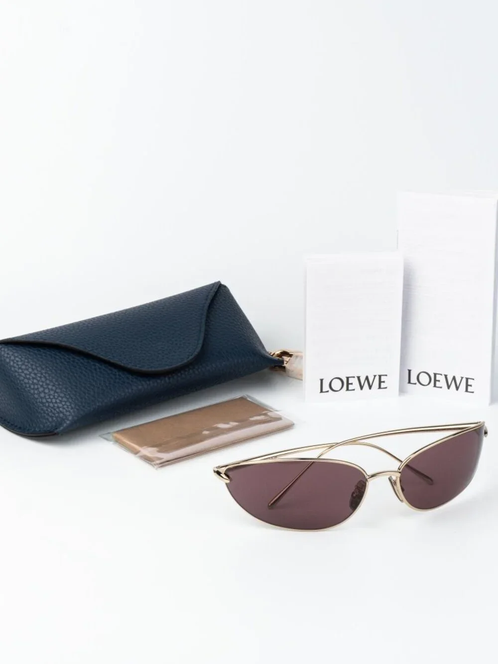 Loewe Men Sunglasses Gold Purple Wraparound LW40164U 32U NEW AUTHENTIC